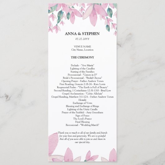 Charming Wisteria Floral Wedding Program Programm (Vorderseite)