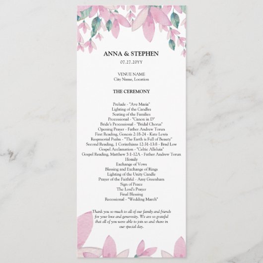 Charming Wisteria Floral Wedding Program Programm (Vorderseite)
