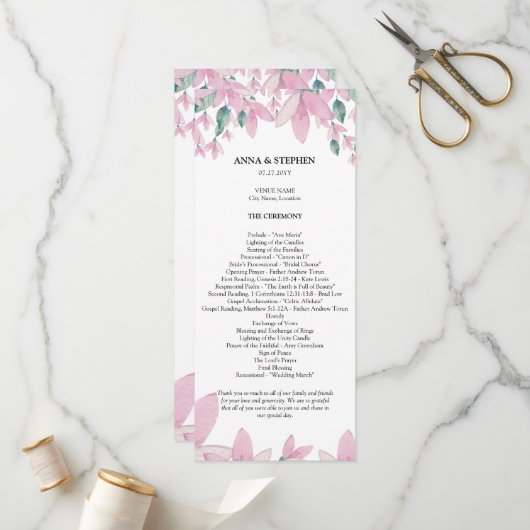 Charming Wisteria Floral Wedding Program Programm (Vorderseite/Rückseite Beispiel)