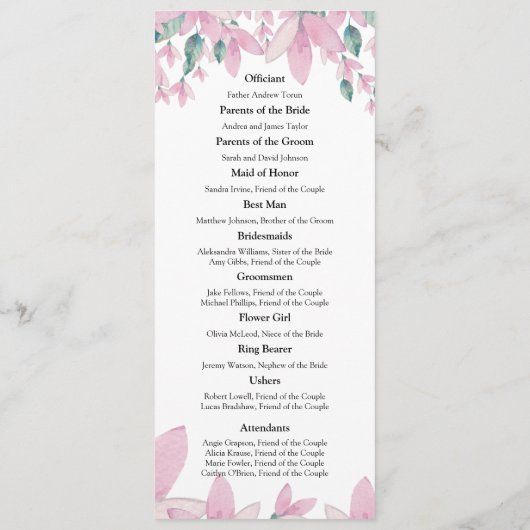 Charming Wisteria Floral Wedding Program Programm (Rückseite)