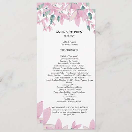Charming Wisteria Floral Wedding Program Programm (Vorne/Hinten)