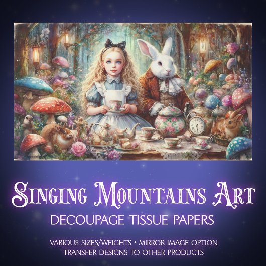 Charming Wonderland Tea Scene Crafting Decoupage Seidenpapier