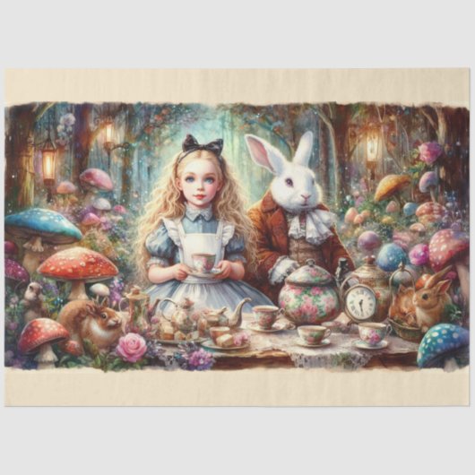 Charming Wonderland Tea Scene Crafting Decoupage Seidenpapier (Vorderseite)