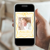 Charming Yellow Bow Foto Birth Ankündigung