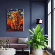 Charming Yellow Cat Poster Adorable Feline Zeichne