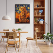 Charming Yellow Cat Poster Adorable Feline Zeichne