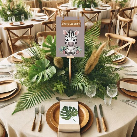 Charming Zebra Crossing Jungle Safari Table Card Tischnummer