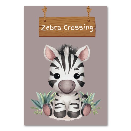 Charming Zebra Crossing Jungle Safari Table Card Tischnummer (Rückseite)