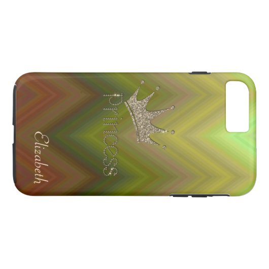 Charming Zigzag, Tiara, Prinzessin, Gold Glitterie Case-Mate iPhone Hülle (Rückseite (Horizontal))