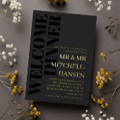 Charoal Black & Gold Typografy Welcome Dinner Folieneinladung