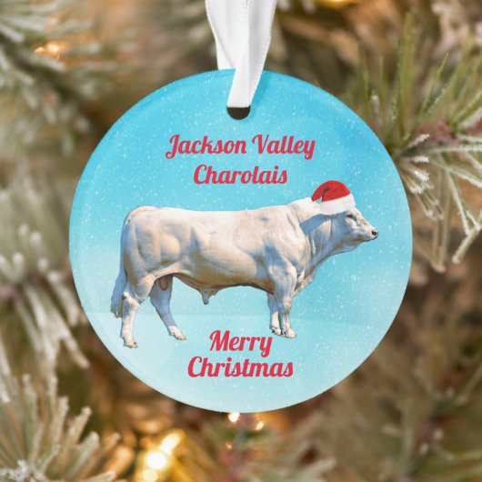 Charolais Bull in Weihnachtsmannmütze  Ornament (Baum)