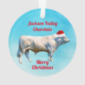 Charolais Bull in Weihnachtsmannmütze  Ornament (Rückseite)