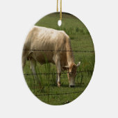 Charolais schüchtern das Weiden lassen auf dem Keramikornament (Rechts)