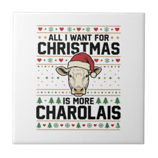 Charolais-Weihnachtskuh-Hässlicher-Schwester-Vekto Fliese