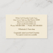 Charolaisrindfleischochse oder -färse visitenkarte (Rückseite)