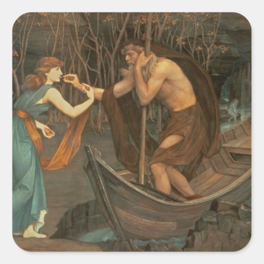 Charon und Psyche Quadratischer Aufkleber (Vorderseite)