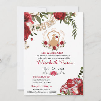 Charra Burgundy Red gold, Western Einladung