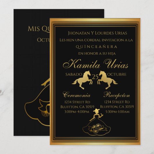 Charra Mexican Gold Einladung (Vorne/Hinten)