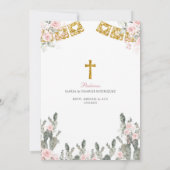 Charra Pink Roses Mexican Bautizo y Primer Anito Einladung (Rückseite)