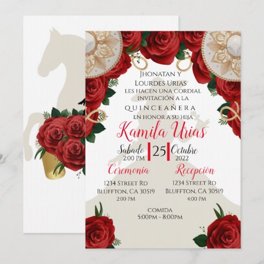 Charra Quince Einladung (Vorne/Hinten)