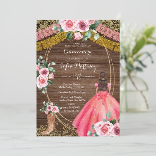 Charra Quinceanera 2 Einladung (Stehend Vorderseite)