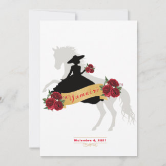 Charra Quinceanera Einladung, Rote Rosen Mariachi