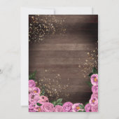 Charra Rustic Pink Roses Cowgirl Boots Quinceañera Einladung (Rückseite)