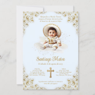 Charro Baptism Einladung - Niño Bautizo - Blau