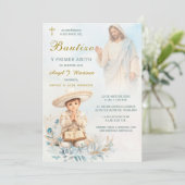 Charro Bautizo Y Primer Añito Niño Einladung (Stehend Vorderseite)