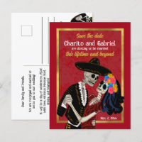 Charro Catrina Sugar Skulls Rot Save the Date