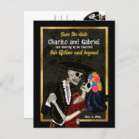 Charro Catrina Sugar Skulls Schwarz Save the Date