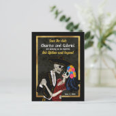 Charro Catrina Sugar Skulls Schwarz Save the Date Postkarte (Stehend Vorderseite)