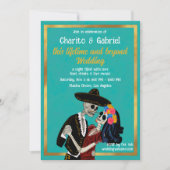 Charro Catrina Zuckerhut Tanzen Aquamarine Hochzei Einladung (Vorderseite)