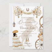 Charro Floral Boho Rustic Country Quinceanera v2 Einladung (Vorderseite)