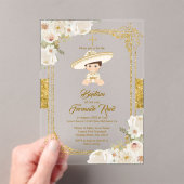 Charro Mexican Gold Fiesta Boy Baptism Christening Acryleinladungen (Insitu (Handheld))