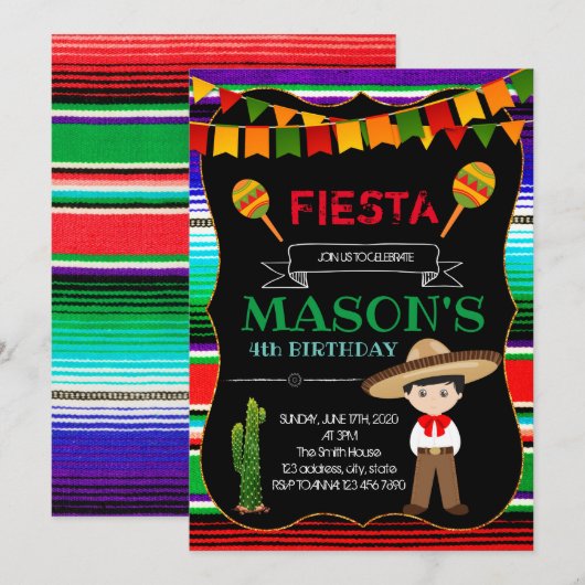Charro Party Einladung (Vorne/Hinten)