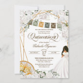 Charro Quinceanera, eleganter weißer Western Einladung (Vorderseite)