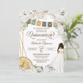 Charro Quinceanera, eleganter weißer Western Einladung (Stehend Vorderseite)