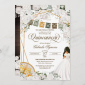 Charro Quinceanera, eleganter weißer Western Einladung (Vorne/Hinten)