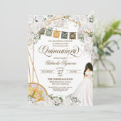 Charro Quinceanera, eleganter weißer Western Einladung (Stehend Vorderseite)