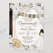 Charro Quinceanera, eleganter weißer Western Einladung (Vorne/Hinten)