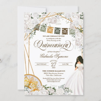 Charro Quinceanera, eleganter weißer Western Einladung