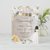 Charro Quinceanera, Western Weißblüte Einladung (Stehend Vorderseite)