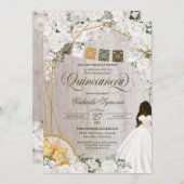 Charro Quinceanera, Western Weißblüte Einladung (Vorne/Hinten)