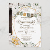 Charro Quinceanera, Western Weißblüte Einladung (Vorne/Hinten)