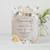 Charro Quinceanera, Western Weißblüte Einladung (Stehend Vorderseite)