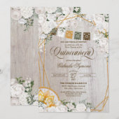 Charro Quinceanera, Western Weißblüte Einladung (Vorne/Hinten)