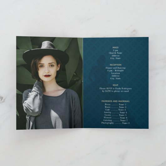 Charro-Silhouette mit Moon Quinceanera Einladung (Innenseite)