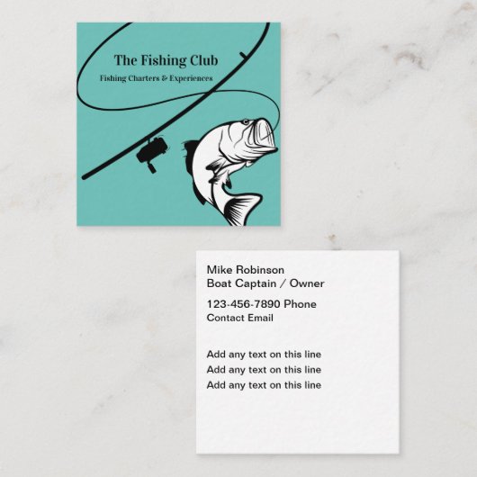 Charta der Fischerei Bass Fish Business Cards Quadratische Visitenkarte (Vorne/Hinten)
