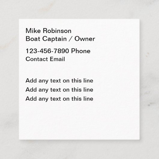 Charta der Fischerei Bass Fish Business Cards Quadratische Visitenkarte (Rückseite)